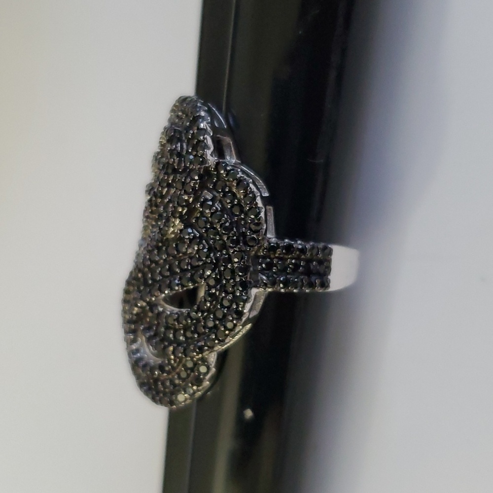 Sterling Silver 925 Spinel Art Deco Ring - Picture 3 of 9